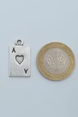 Minimal Maça As Poker İskambil Gümüş Kaplama Düz Zincir Kolye - 4