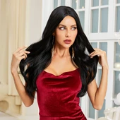 Uzun Hafif Dalgalı Siyah Tül Peruk thumbnail 5