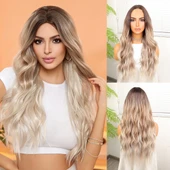 Kumral Beyaz Platin Ombre ve Röfleli Tül Peruk - 1