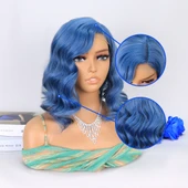 Açık Parlement Mavisi Yan Tül Peruk thumbnail 4