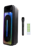 ULTRATEKNO 8"x2 45 WATT Taşınabilir RGB Bluetooth Hoparlör Karaoke Party Box + Kablosuz Mikrofon - 1