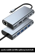 ULTRATEKNO 11 in 1 Type-c To Usb Hub Port Uyumlu Adaptör Hdmı 4x Usb Lan Vga Sd Card Çevirici Çoklayıcı - 1
