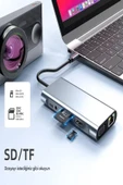 ULTRATEKNO 11 in 1 Type-c To Usb Hub Port Uyumlu Adaptör Hdmı 4x Usb Lan Vga Sd Card Çevirici Çoklayıcı - 3