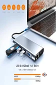 ULTRATEKNO 11 in 1 Type-c To Usb Hub Port Uyumlu Adaptör Hdmı 4x Usb Lan Vga Sd Card Çevirici Çoklayıcı - 7