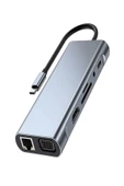 ULTRATEKNO 11 in 1 Type-c To Usb Hub Port Uyumlu Adaptör Hdmı 4x Usb Lan Vga Sd Card Çevirici Çoklayıcı - 4