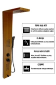 Flow Yapı Victoria Teak Ağacı Desenli Premium Masajlı Duş Paneli - Dikey Jakuzi - Robot Duş - El Duşu - Lüx - 2