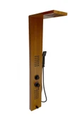 Flow Yapı Victoria Teak Ağacı Desenli Premium Masajlı Duş Paneli - Dikey Jakuzi - Robot Duş - El Duşu - Lüx - 1