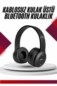 Bluetooth Kablosuz Kulaklık Siyah Wireless 5.0 Kulak Üstü Uzun Pil Ömrü - 1