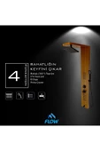 Flow Yapı Victoria Teak Ağacı Desenli Premium Lena  Masajlı Duş Paneli - Dikey Jakuzi - Robot Duş - El Duşu - 4