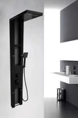 Flow Yapı Stilo Siyah Premium Şelaleli Raflı Masajlı Duş Paneli - Dikey Jakuzi - Robot Duş - El Duşu - Lüx Duş - 4