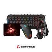 Rampage KB-R63 STAGE Makrolu Klavye SN-R9 Kulaklık R63 RGB Mouse + Mousepad 4lü OYUNCU SETİ - 1