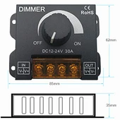 Dimmer DC 12V-24V 30A LED ışık bandı regülatörü LED şeritler için ışık kontrolü siyah karartma cihaz - 8