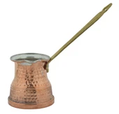 Orijinal Dövme Bakır 260ml Kalın Taban Prinç Sap Büyük Cezve - 1