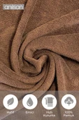 2'li Kahverengi Havlu Seti %100 Pamuk - 1 Adet El Havlusu 50x90 ve 1 Adet Banyo Havlusu 70x140 - 3
