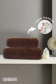 2'li Kahverengi Havlu Seti %100 Pamuk - 1 Adet El Havlusu 50x90 ve 1 Adet Banyo Havlusu 70x140 - 1