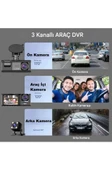 1080P DVR 3 Adet Ön Arka iç Geniş Açılı Sürüş Kaydedici 2 İnç Ekranlı Gece Görüşlü Araç Kamerası - 3