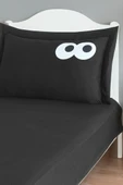 Upstyle Pes Lastikli Çarşaf Seti Tek Kişilik Funny DüzBoya Siyah-Siyah - 3