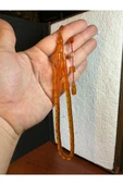 ATEŞ KEHRİBAR TESBİH SARI RENKLİ 7MMX11MM KESME KESİM HEDİYE T-269 - 1