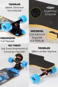 Kaykay + Koruyucu Set Silikon Teker Diz Dirsek El Koruma Seti Skeleton Model Zımparalı Skateboard - 4