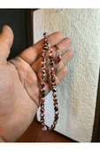 MOZAİK TOZ KEHRİBAR TESBİH SİYAH KIRMIZI RENKLİ HEDİYE 7MMX11MM T-287 - 1