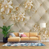 Soft çiçek ve inci Duvar Kağıdı Baskı thumbnail 1