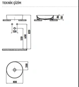 CREAVİT Ultra Yuvarlak Çanak Lavabo Ø40 cm UL140 - 2