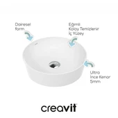 CREAVİT Ultra Yuvarlak Çanak Lavabo Ø40 cm UL140 - 3