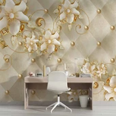 Soft çiçek ve inci Duvar Kağıdı Baskı thumbnail 4