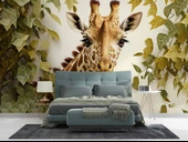 Yaprak ve Zürafa Duvar Kağıdı Baskı thumbnail 2