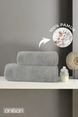 2'li Gri Havlu Seti %100 Pamuk - 1 Adet El Havlusu 50x90 ve 1 Adet Banyo Havlusu 70x140 - 1