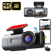 Polham 4K Ön ve Arka Kameralı Araç Kamerası, Wifi, Dahili GPS, G Sensörlü,Gece Görüşlü Araç Kamerası - 2