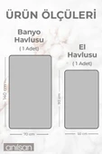 2'li Gri Havlu Seti %100 Pamuk - 1 Adet El Havlusu 50x90 ve 1 Adet Banyo Havlusu 70x140 - 3