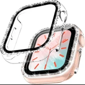 Apple Watch 44mm Ekran Koruyuculu Tek Sıra Kenar Taşlı Sert PC Kasa Koruyucu thumbnail 4