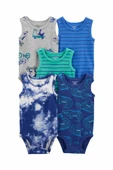 Carters Layette Renkli Erkek Bebek 5'li Kolsuz Body 1P184210R - 1