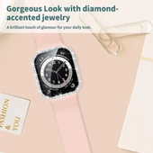 Apple Watch 44mm Ekran Koruyuculu Tek Sıra Kenar Taşlı Sert PC Kasa Koruyucu thumbnail 12