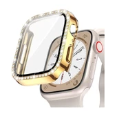 Apple Watch 44mm Ekran Koruyuculu Tek Sıra Kenar Taşlı Sert PC Kasa Koruyucu thumbnail 1