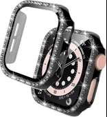 Apple Watch 44mm Ekran Koruyuculu Tek Sıra Kenar Taşlı Sert PC Kasa Koruyucu thumbnail 6