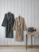 Cotton Box Folk Art Aile Bornoz Seti Yamka Bej-Antrasit - 1