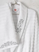 Cotton Box Seta Aile Bornoz Seti Genny Beyaz-Antrasit - 3