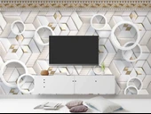 3D Geometri Mozaik Motifli Duvar Kağıdı Baskı thumbnail 3