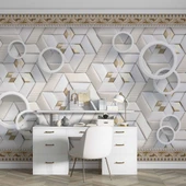 3D Geometri Mozaik Motifli Duvar Kağıdı Baskı thumbnail 4