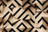 3D Geometri Mozaik Kahverengi Duvar Kağıdı Baskı - 7