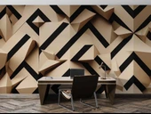 3D Geometri Mozaik Kahverengi Duvar Kağıdı Baskı - 4