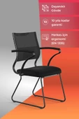 Ergolife Sit Air Bekleme Koltuğu | Metal Ayaklı, Bel Destekli, Fileli, Siyah, Toplantı Sandalyesi -572.60.1.6A5 - 1