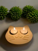 Sarı Kedi Şekilli Beton Mumluk - El Yapımı Dekoratif Çay Işığı tealight Mumluk - Minimalist Kedi Temalı Ev Dekoru- Aromaterapi - 6