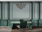 3D Altın Sütun Yeşil Panel Duvar Kağıdı Baskı - 4