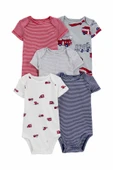 Carters Renkli Layette Erkek Bebek Kısa Kollu Body 5'li Paket 1R885610R - 1