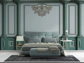 3D Altın Sütun Yeşil Panel Duvar Kağıdı Baskı - 2