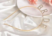 Nessiworld Altın Gold Renk Bekarlığa Veda Kristal Taş Bride Tacı İthal 16x10 cm - 4