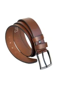 Battal Boy Hakiki Deri 4 cm. Tokalı Düz Model Spor Erkek Kemer Taba - 5